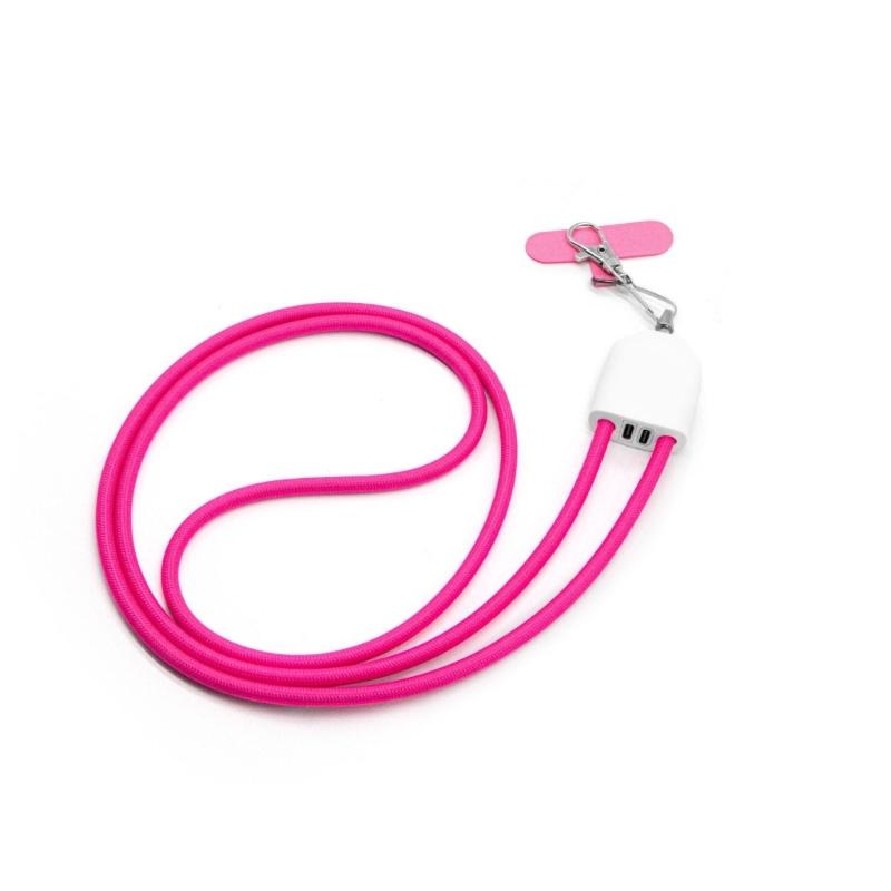 

Universal Phone Lanyard USB C Cable Crossbody Strap Wrist Band with Integrated Cable Suitable for Men Women Electronics рожевий червоний колір