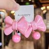 Korean Pink Rose Bow Hair Clip  for Women Vintage Elegant Solid Color Side Clip Duckbill Clip Barrettes Hair Accessories