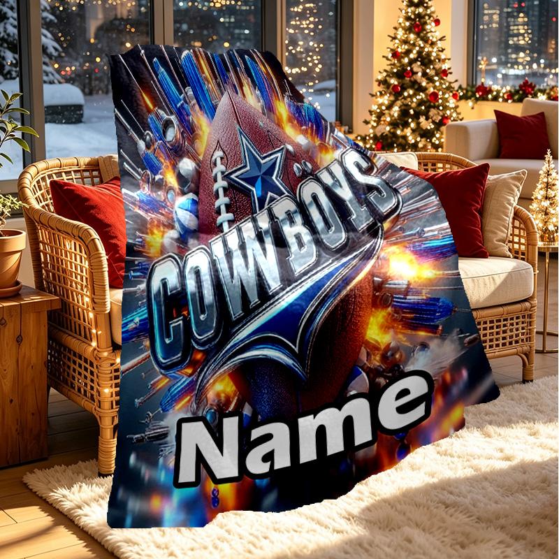 Custom Name Personalized Dallas Cowboys Print Blanket, Home Decor, Bedroom, Sofa, Camping, Couch, Gifts for Birthday ChristmasEnthusiasts
