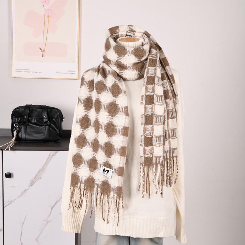 Hochwertiger Schal im koreanischen Stil mit Karomuster: Warmer, verdickter Kaschmir-ähnlicher Schal für Studenten und Paare