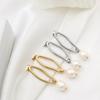 Fashion 18K Baroque Pearl Earrings Simple Geometric Titanium Steel Pearl Stud Earrings Women'S Premium Sense