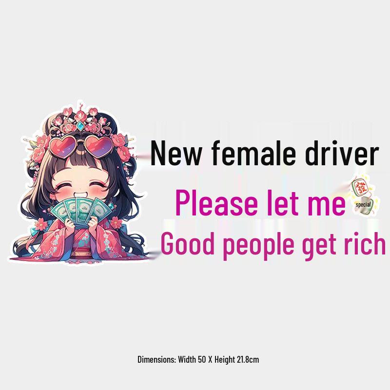 New Female Driver Warning: Please Let Me Pass – Creative Car Sticker for Rear Window