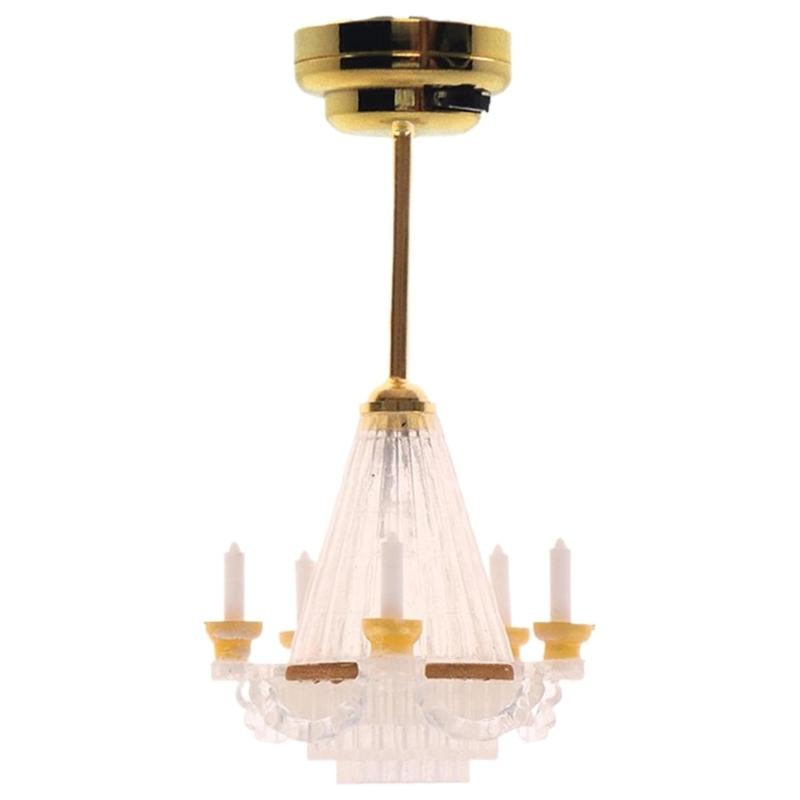 

Элегантная люстра, потолочная лампа, миниатюрная модель мебели, аксессуар для кукольных домиков, реалистичное освещение, игровой набор, игрушка 1:12 1