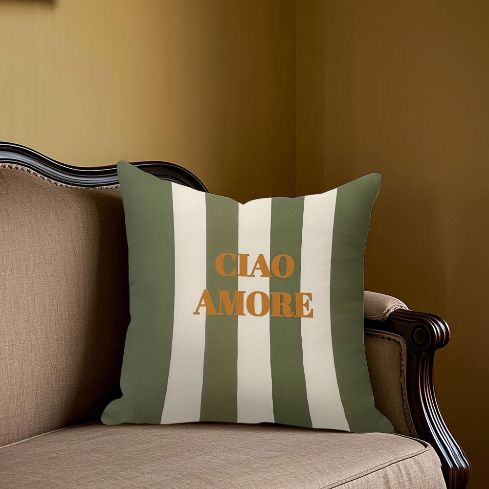 CIAO AMORE KAKI Carré Jacquard Housse de Coussin pour Canapé Bureau Coussin lombaire Housse de Coussin Décorative pour la Maison 45x45cm