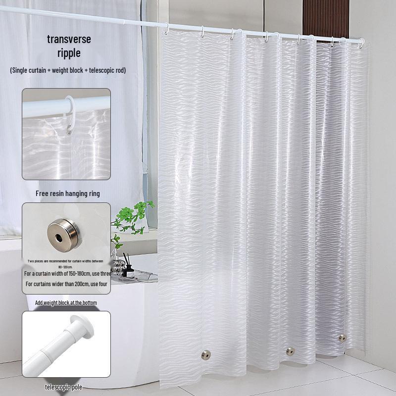 High-Transparency Waterproof EVA Shower Curtain, Mildew-Proof, Antibacterial, Splash-Resistant
