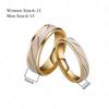 18K Gold Plating Titanium Steel Lovers Couple Rings Gold Wave Pattern Wedding Proposal Ring for Couples Engagement Jewelry