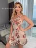 2026 new nightgown pajamas sex underwear suspender perspective printing floral suspender dress women
