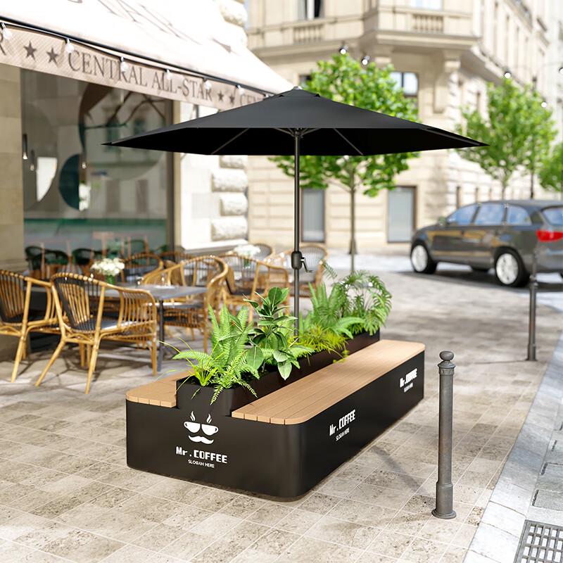 Outdoor Stainless Steel Bench Planter with Divider