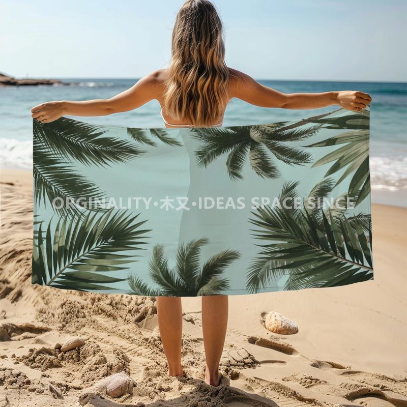 Tropische Palmenblätter Strandtuch Gemustert Sonnenschutz Und Winddicht Geeignet Für Schwimmbad Camping Reise Decke