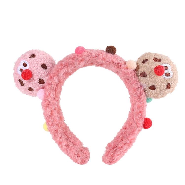 3D Plush Cartoon Cookie Headband Cute Stuffed Hair Hoop Makeup Fuzzy Headdress