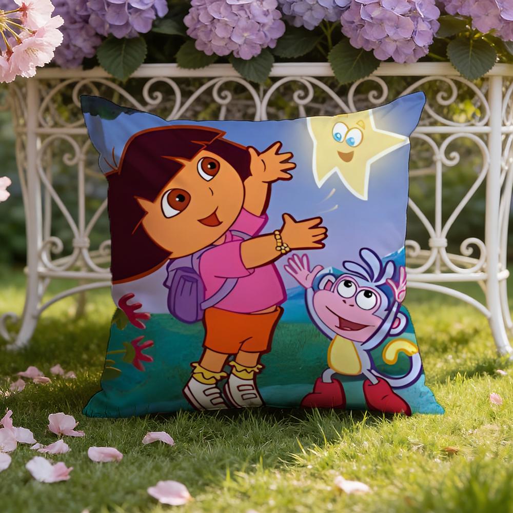Anime Cute D-Dora the E-Explorer Cushion Cover Home & Car Dual-Scene Pillow Cover: Reversible for Premium Comfort