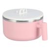 Stainless Steel Noodle Bowl Set Food Storage Container Portable Soup Snack Bowl with Lid(Pink Tableware )