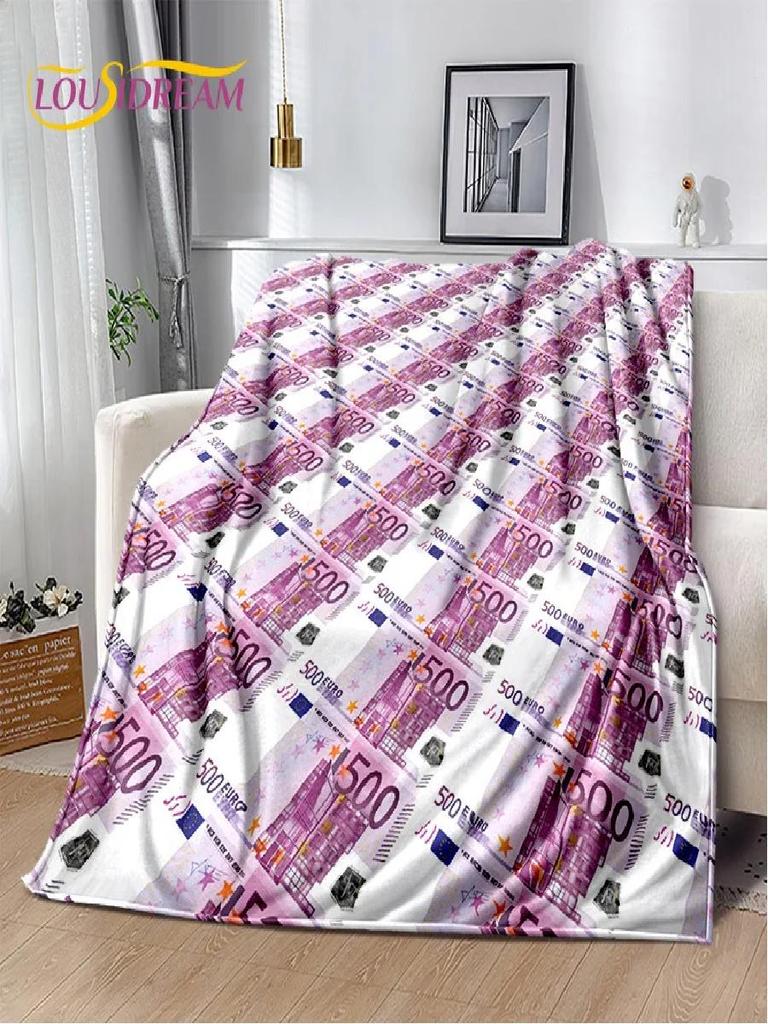 D Money Rich Cartoon Plush Throw Blanket Soft Flannel for Living Room Bedroom Perfect Gift for Home Garden