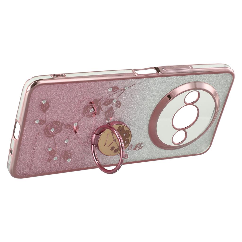 KADEM För Xiaomi Redmi A3/Poco C61 4G TPU-skal Strass Blomma Baksida Ring Ställ