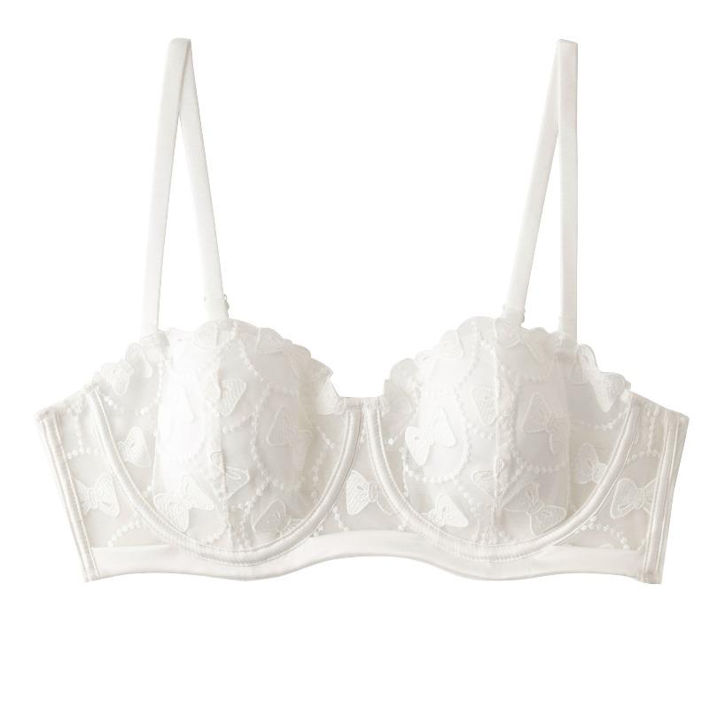 Damen Unterwäsche Sommer Schmetterlingsstickerei Atmungsaktiv Hasenohren Formschale Große Brust Kleine Anti-Erschlaffungs-BH BH