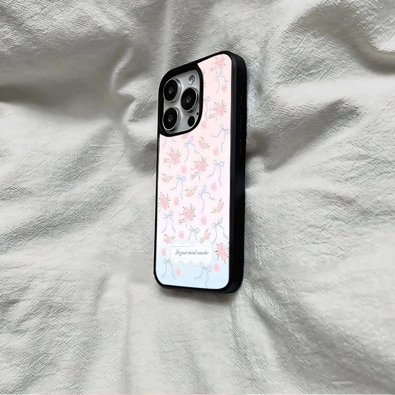 Tag bow pulverized flower for iPhone17 mobile phone case 16 matte PC14 fresh 15 large holes 12 women 13