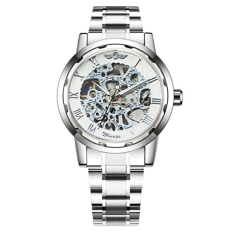 18 Colors Winner Men'S Fashion Business Casual Hollow Room Gold Strap, Manual Mechanical Watch