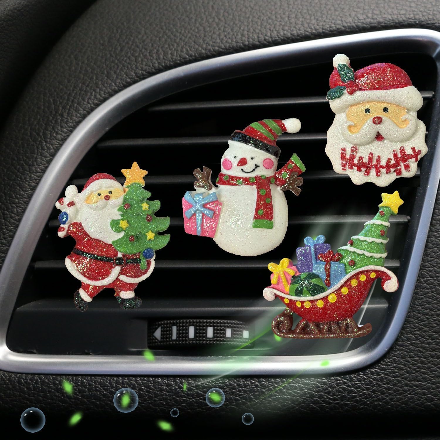 

Set of 5 Christmas Car Air Freshener Vent Clips, Cute Santa Elk Snowman Xmas Tree Air Conditioning Outlet Clip Charms, Fun Car Interior Decoration 1 Count (Pack of 5)