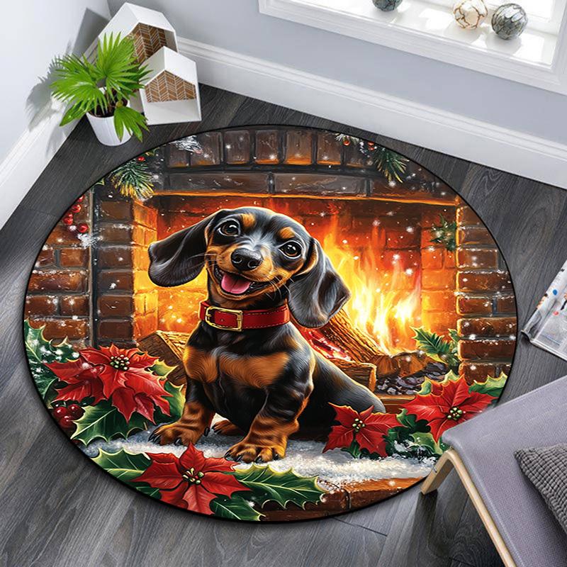 

Dachshund Round Area Rug,Carpet Rug for Living Room Bedroom Sofa Playroom Decor,Non-slip Floor Mat 80cmx80cm