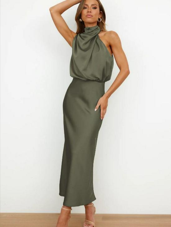 2023 Spring/Summer Elegant Satin Sleeveless Evening Dress - European & American Style