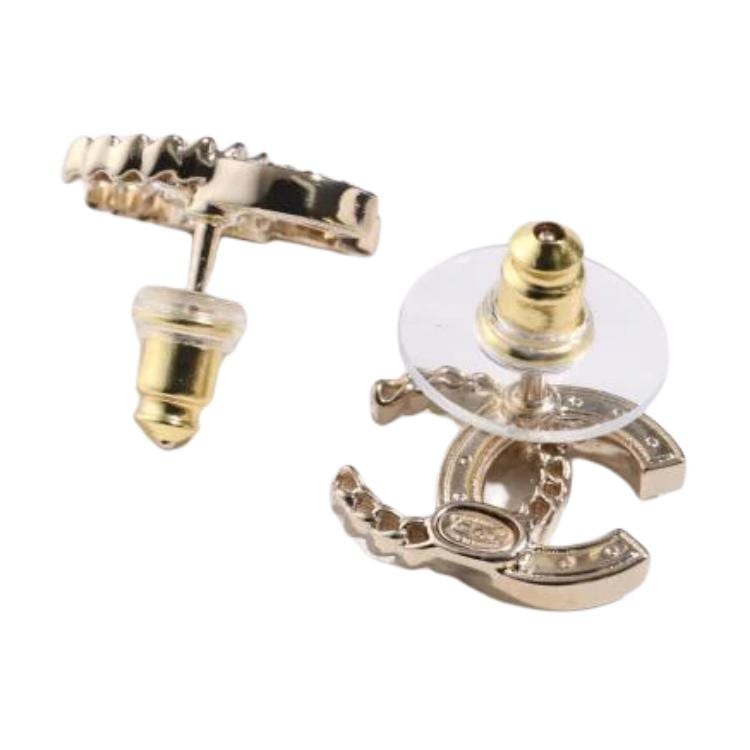 CHANEL Rhinestone Earrings Unisex Gold ABG419B21819U3377