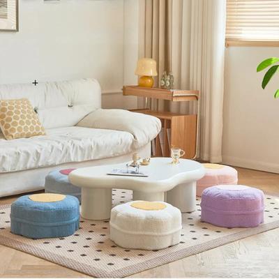 Komfortabler Ottoman-Fußhockerbezug aus Lammwolle/PU-Leder mit tragbarem Griff, japanischer Pouf-Bodensitzkissenbezug (KEINE Innenfüllung)