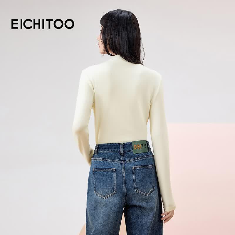 EICHITOO Women's Semi-High Collar Knit Base Layer