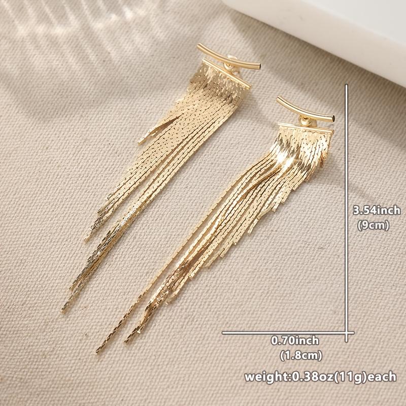 Orecchini Pendenti Irregolari con Nappe Dorate KC Scintillanti da Donna - Gioielli Statement Bohemien Retrò con Design a Cascata Fogliare