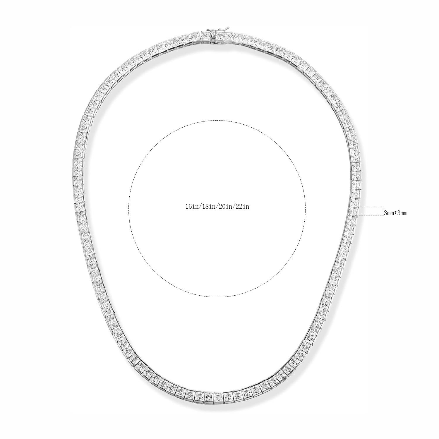 

Новая мужская теннисная цепочка из меди и циркония - квадратные звенья 4 мм*4 мм, унисекс, хип-хоп ожерелье