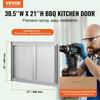 BBQ Access Door, 774x532 Mm Double Outdoor Kitchen Door, Stainless Steel Flush Mount Door, Wall Vertical Door with Recessed Handles , for BBQ Island,