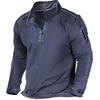 Herren Outdoor T-Shirt mit Reißverschlusstasche, einfarbig, Stehkragen, langen Ärmeln