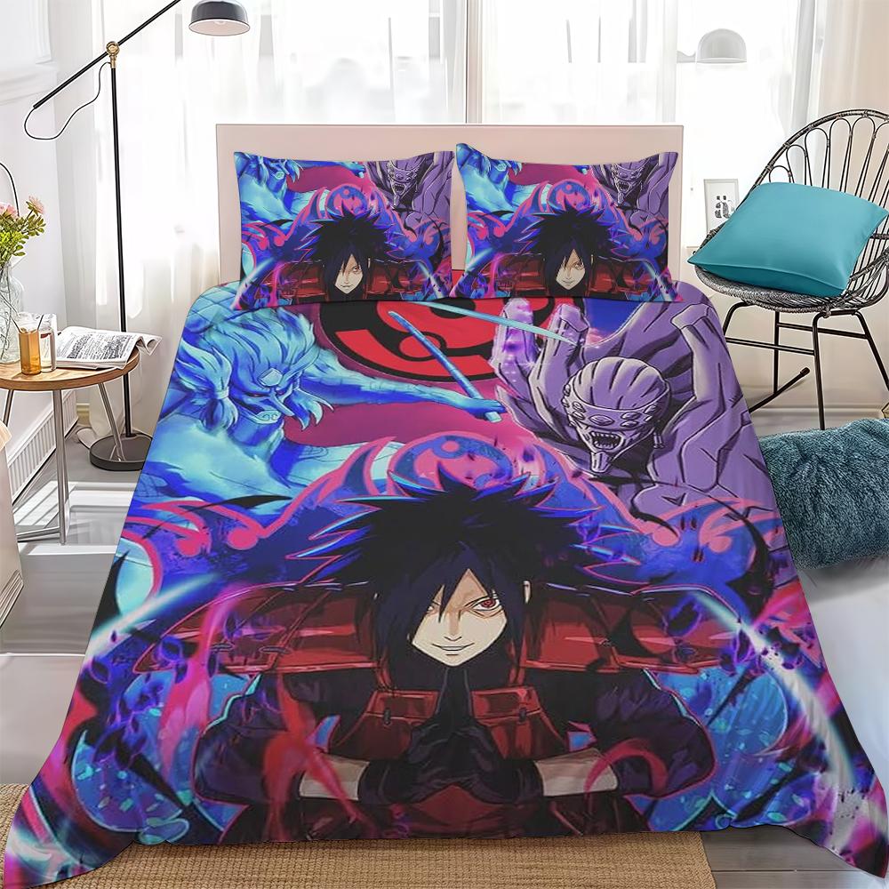 M-Madara Uchiha Duvet Cover Set Home Style Bedding Soft Laundry Cotton Bed 3 Piece Set Student Dormitory Gift