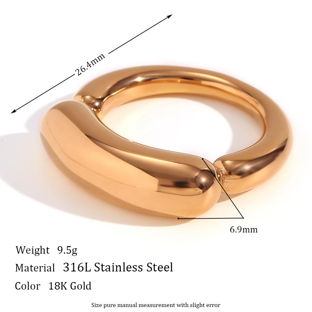 

MamacitaSlay Minimalistic Stainless Steel Gold Two-Tone Line Smile Rings Trendy Women s Waterproof Jewelry 18K Gold Plated Rings 8 золотий
