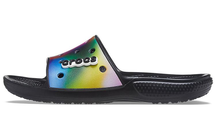 Crocs Яркие Повседневные Унисекс Многоцветные Черные Шлепанцы 207557-0C4 34-35