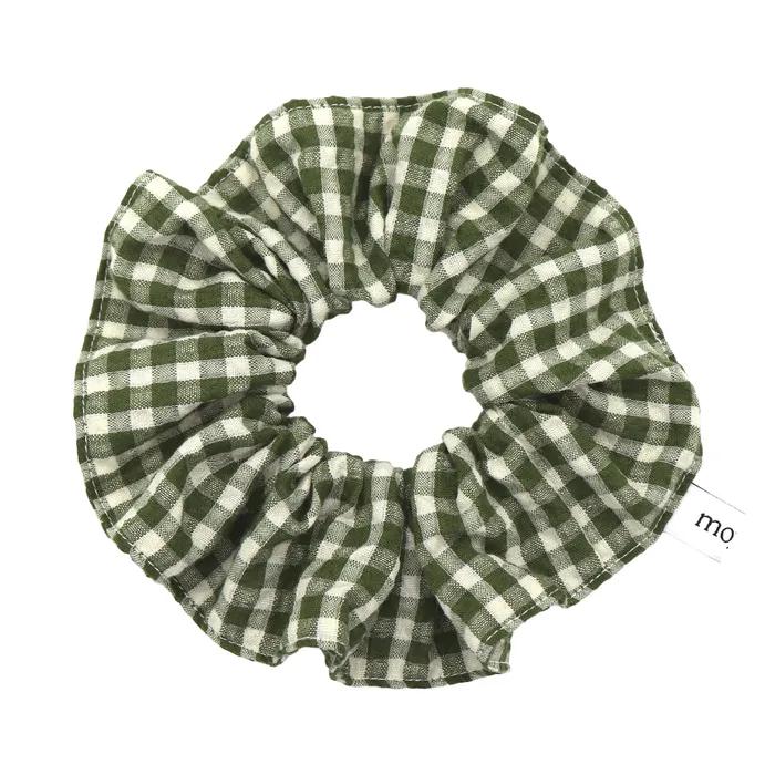 SUMMER CHECKERED HAIR SCRUNCHIES [GREEN]