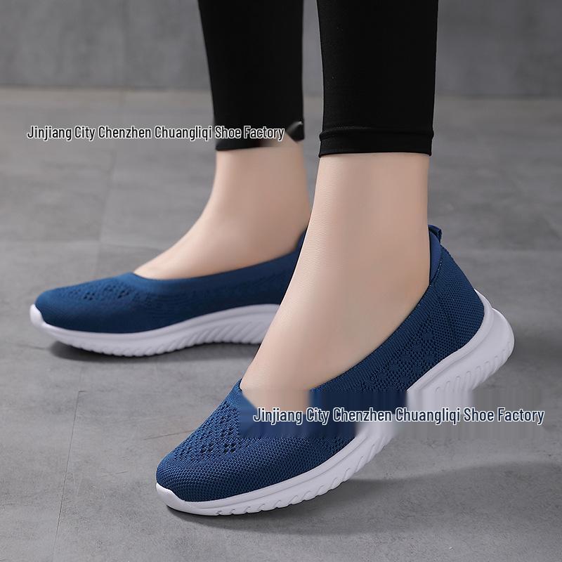 

Women s Cross-Border Breathable Slip-On Flat Shoes - Large Size, Comfortable, Light, Casual, Shallow Mouth Design. 41 синий