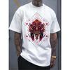 European Size Men's Pure - Cotton White T - Shirt: Warrior Spirit: Tribal Mask Tee