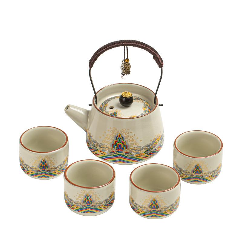 Ru Kiln Celadon Loop Handle Teapot Set Gongfu Tea Ceremony Chinese Style Corporate Business Gift Boxed Souvenir