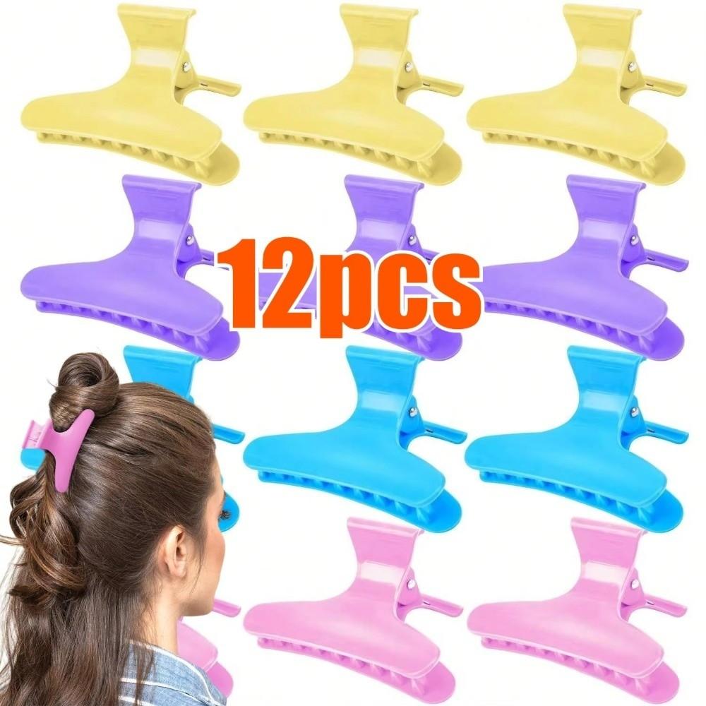 12Pcs Claw Clamps Hair Section Clamps Holding Tools Hair Styling Tools  Salon Use