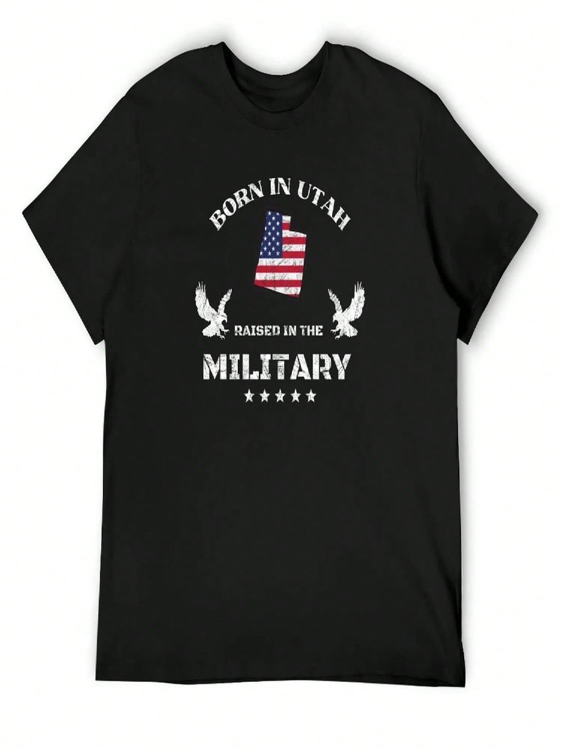 Born In Utah Raised In The Military T-Shirt Oversized T Shirt Cute Tops Vintage Clothes Sweat T Shirts For unisex Graphic S разноцветный