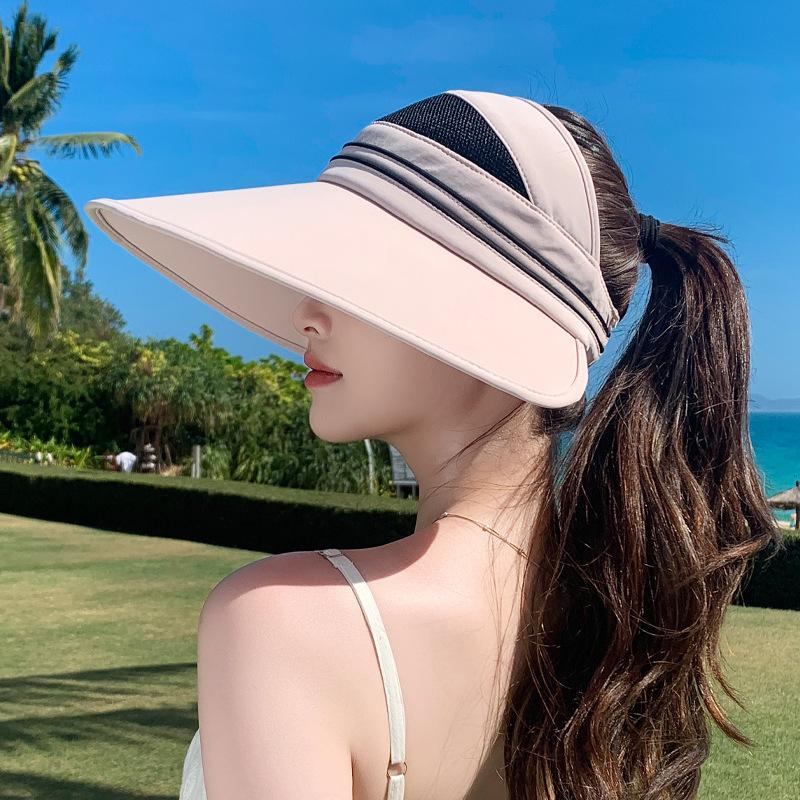 Summer eaves breathable sun hat children outdoor cycling sun hat versatile fashion show face small empty top hat