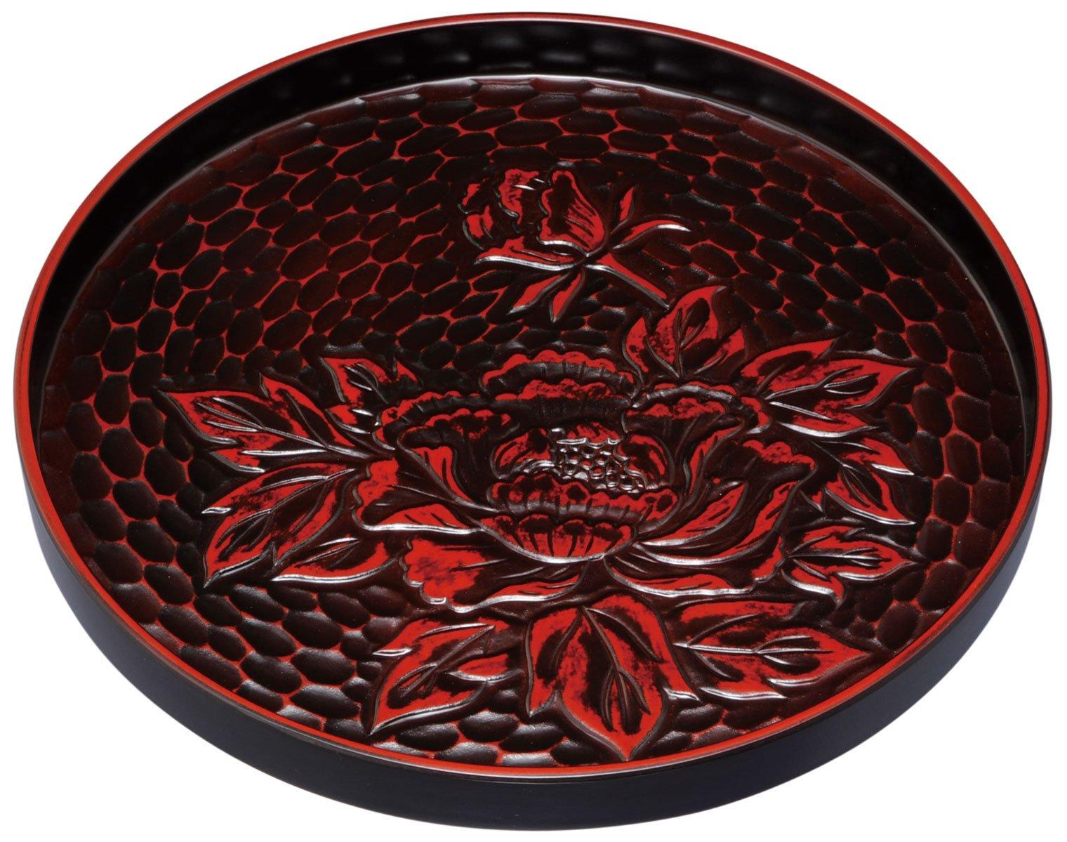 Nakanishi Crafts Кишуская лаковая посуда Круглый поднос Камакурский пион 22-23-7