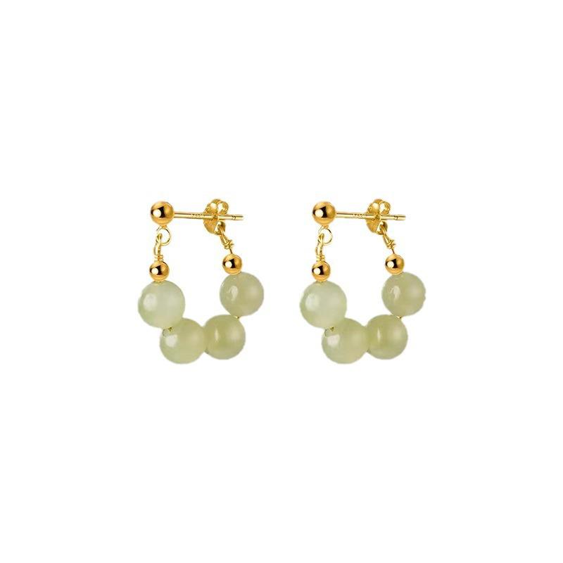 2026 New Hot Style Imitation Hetian Jade Stud Earrings for Women - Versatile No-Piercing Ear Clips