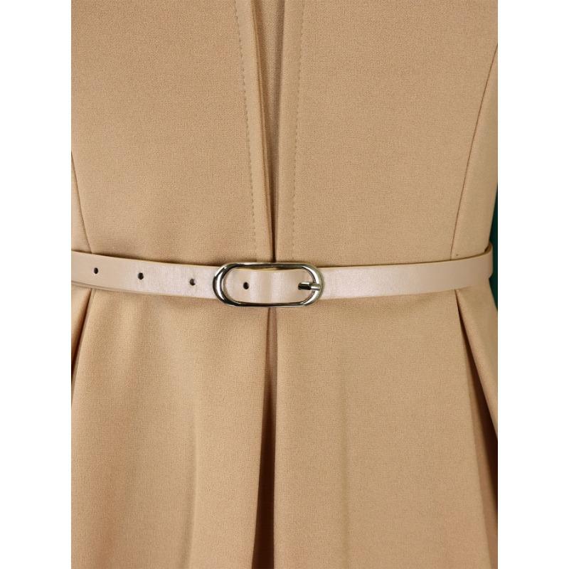 Women V Neck High Waist Solid Pencil Midi Office Commuting Dress