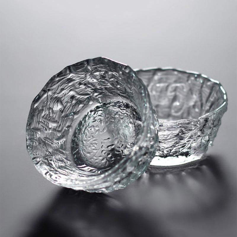 1pc Tea Bowl Thickened Heat-resistant Household Glass Kung Fu Teacup Hammer Pattern Tea Cup Master Cup Single Cup Crystal