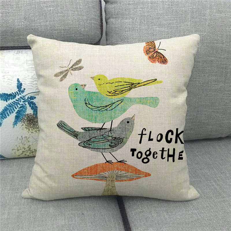 Cute Cartoon Bird Animals Digital Printing Short Plush Pillow Covers For Car Sofa Office Cushion Cover Home Goods 60X60Cm