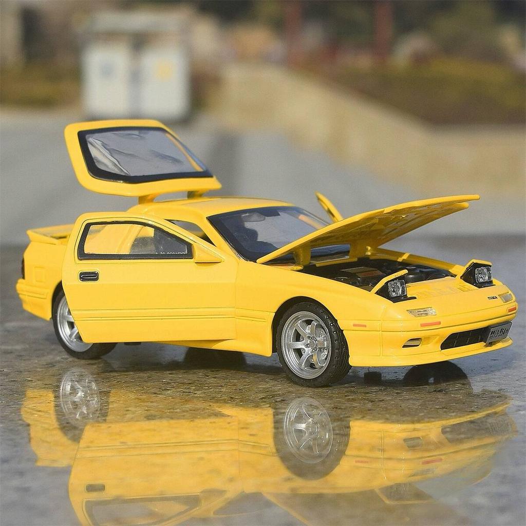 Initial D JDM Mazda RX-7 FC3S Supercar Simulation Diecast & Toy Vehicles Sounds & Light Pull Back Car 1:32 Alloy Model