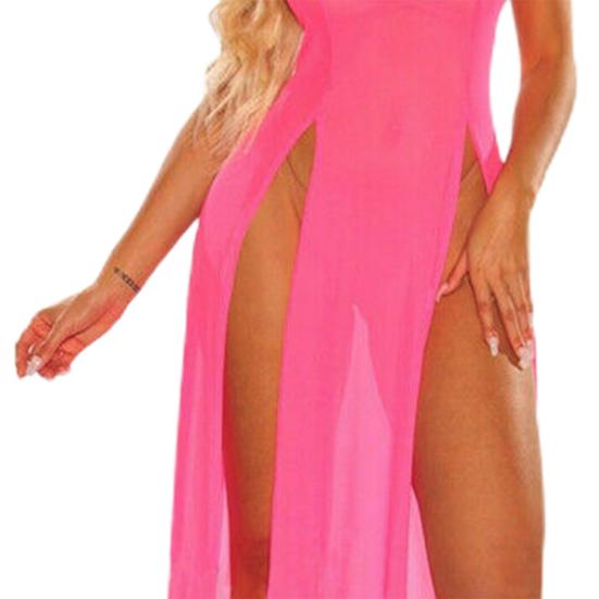 Swimsuit Cover Up Breathable See-through Mesh Solid Color Beach Cover Up for Swimming Pool