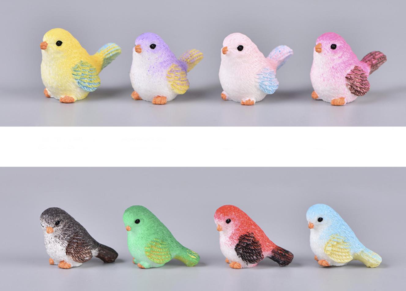 

8pcs Mini Bird Figure Model Cartoon Resin Crafts DIY Succulent Plant Bonsai Figurines Fairy Garden Dollhouse Micro Landscape