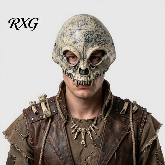 Skull Half Face Mask Halloween Mask, Horror with Adjustable Strap, Masquerade Durable for Men Adults, Cosplay Costume Party Props Hollowed Eye
